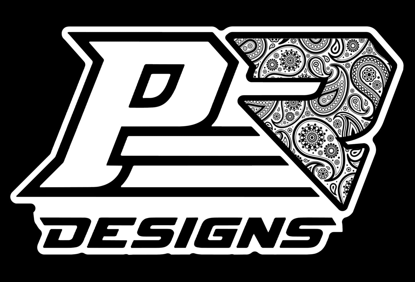 Printed PR Designs Black And White Paisley Print Logo