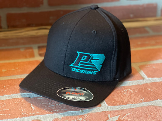 Embroidered Turquoise PR Designs Offset Logo FlexFit Hat